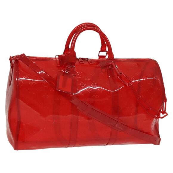 LOUIS VUITTON Monogram Vinyl Keepall Bandouliere 50 Bag Red M41416 - Picture 1 of 16